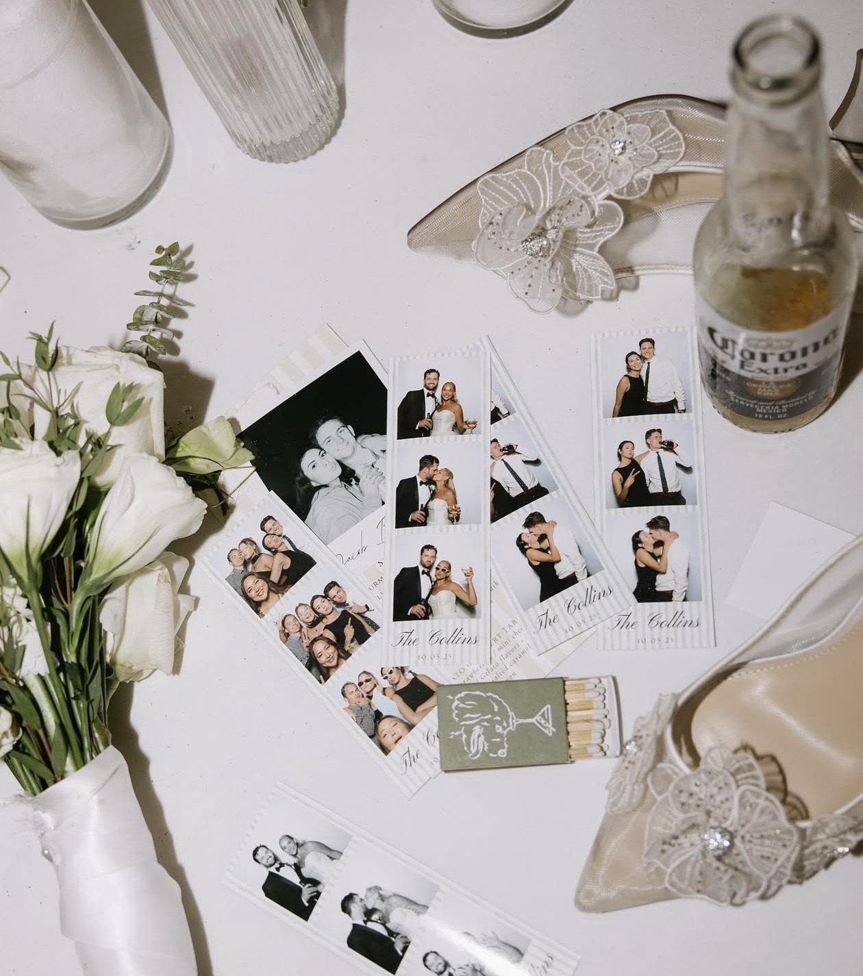 Wedding photobooth prints display